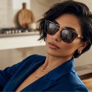 Balmain Tortoiseshell Sunglasses with Gold Double-Bridge